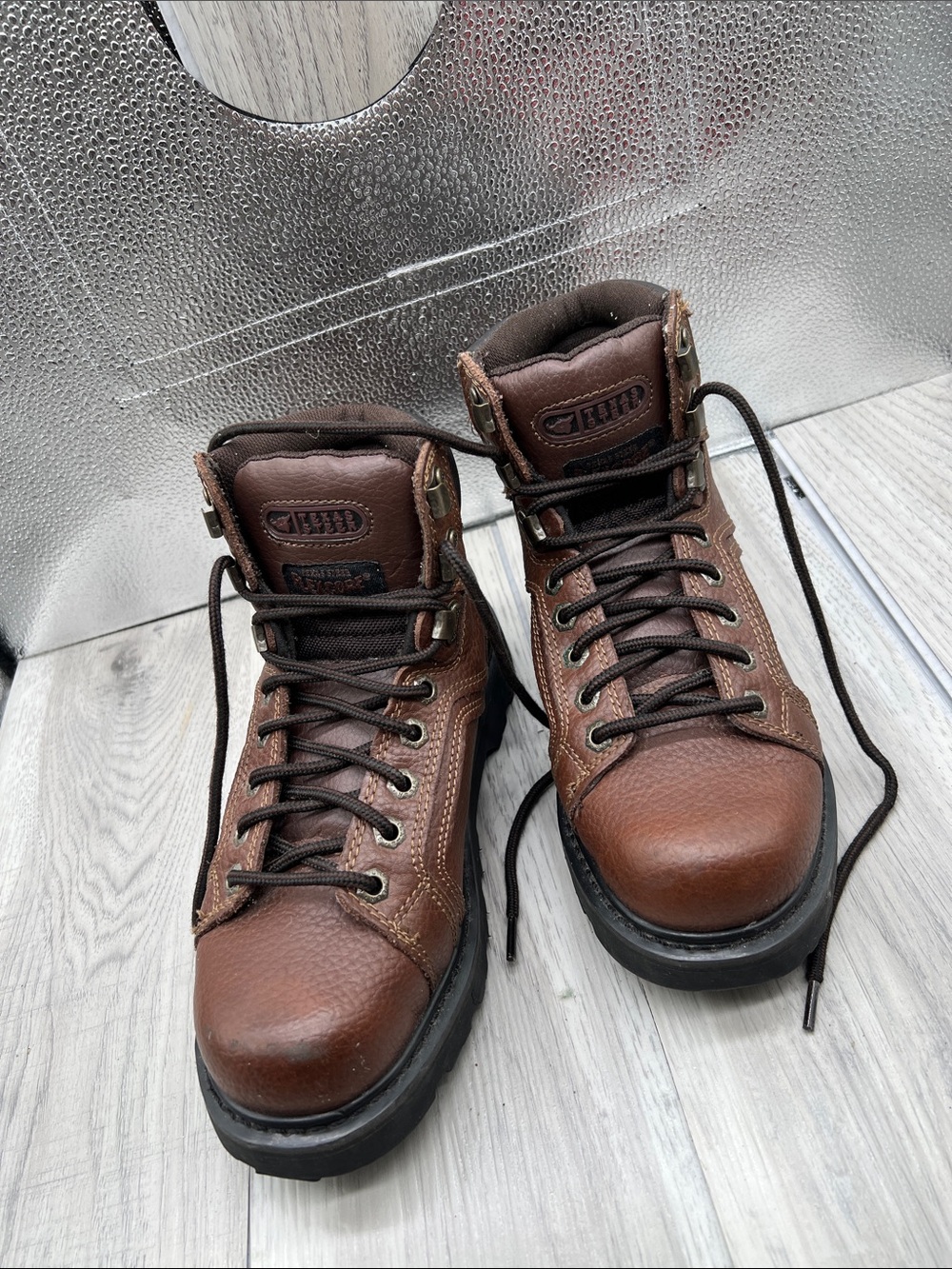 Texas Steer Men's Kode 20130 Brown Leather Ankle Work Combat Boots Size 6.5W